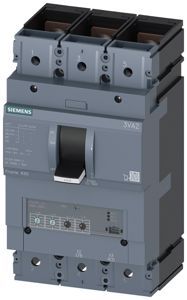 3VA2440-5HN32-0AA0 - BRKR 3VA24 3P 400A 55KA ETU3-LSI NUT
