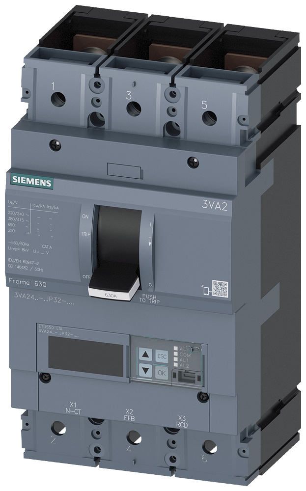 3VA2440-5JP32-0AA0 - BRKR 3VA24 3P 400A 55KA ETU5-LSI NUT