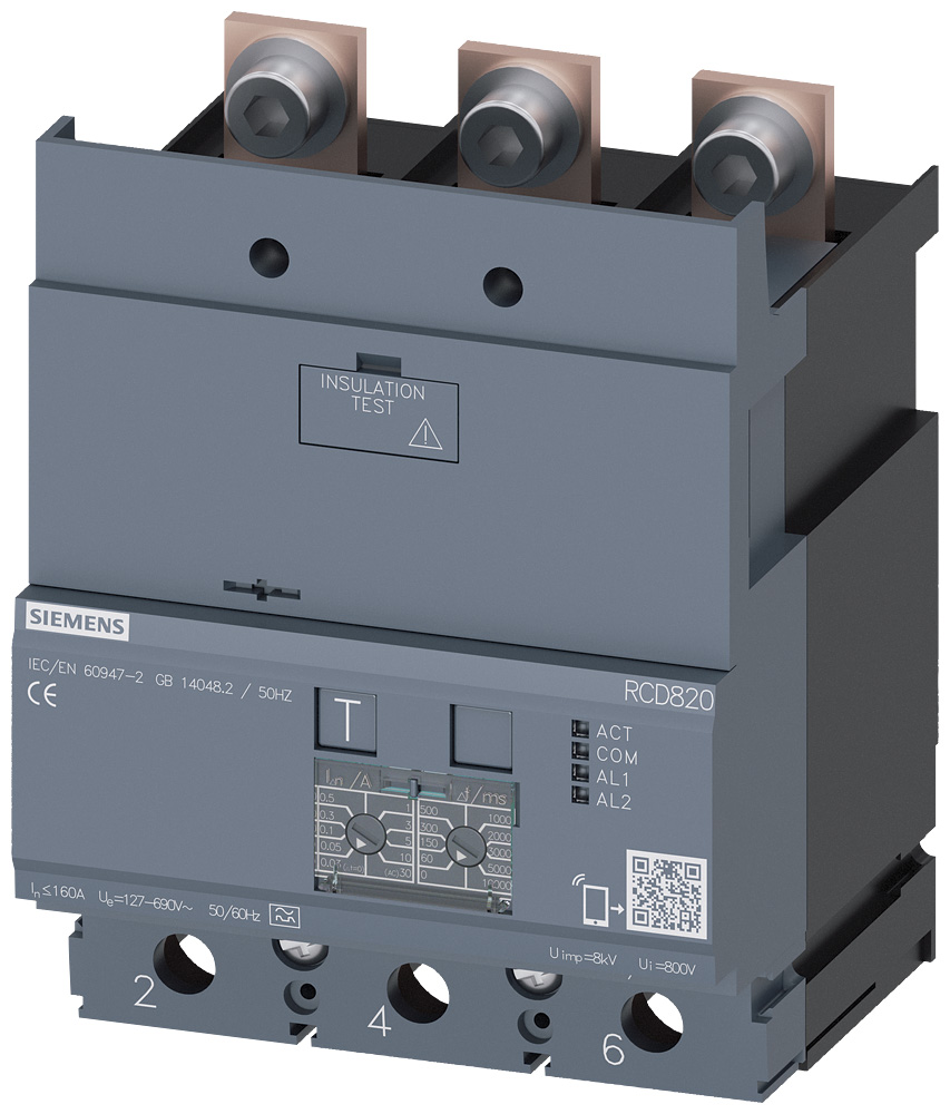 3VA9123-0RL30 - BRKR 3VA2 160A RCD820 LSM 3P ACC