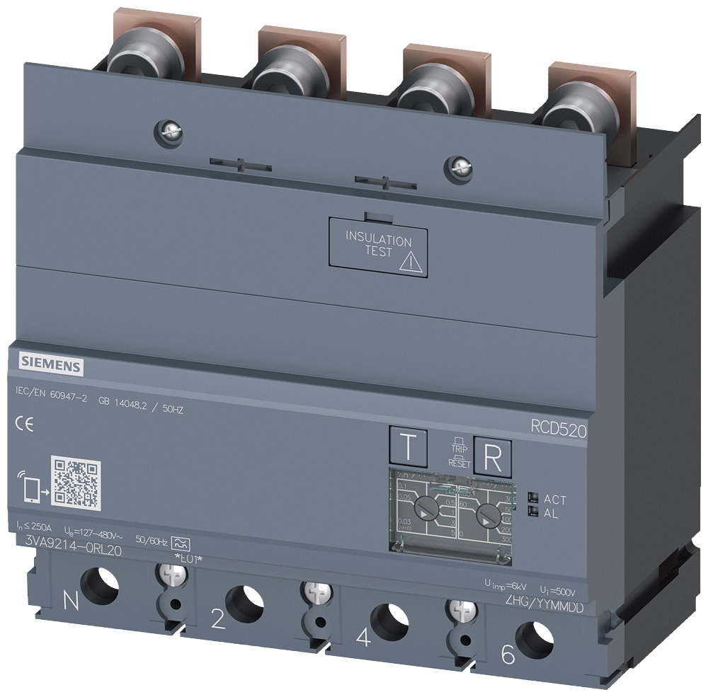 3VA9214-0RL20 - BRKR 3VA1 250A RCD520 LSM 4P ACC
