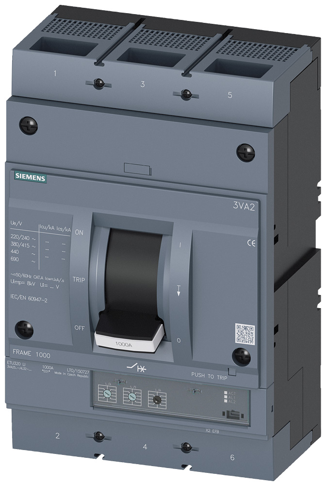3VA2563-7HL32-0AA0 - BRKR 3VA25 3P 630A 110KA ETU3-LI NUT