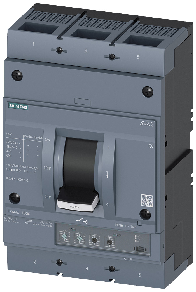 3VA2563-7HN32-0AA0 - BRKR 3VA25 3P 630A 110KA ETU3-LSI NUT