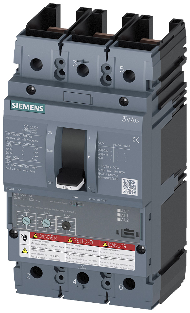 3VA6140-7HL31-2AA0 - BRKR 3VA61 3P 40A  100KA ETU3-LI 100
