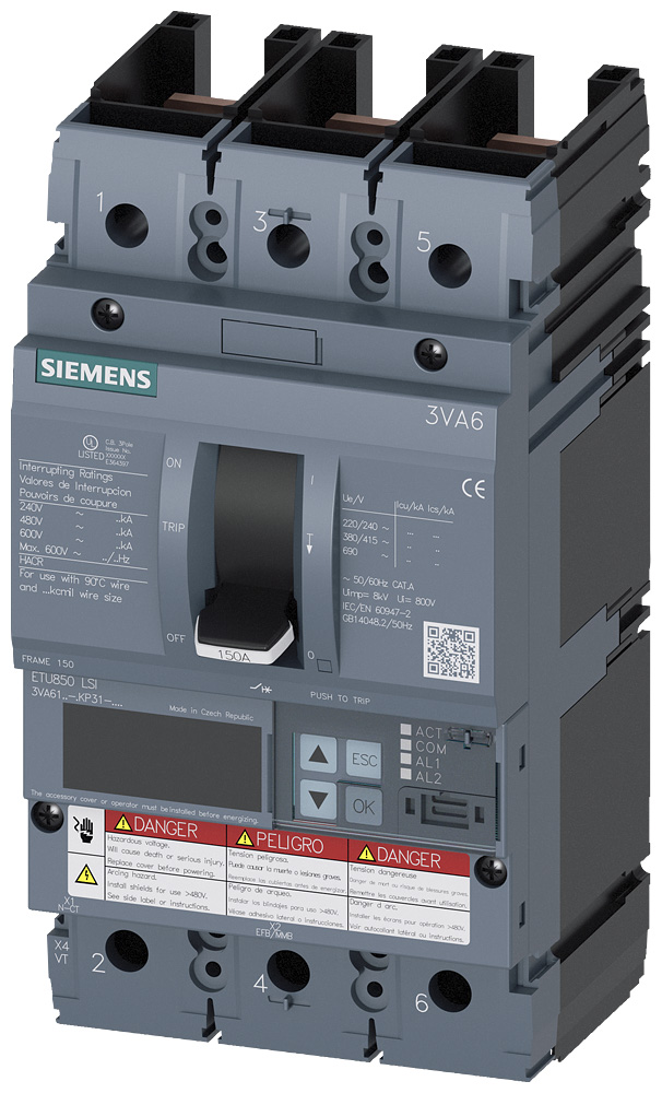 3VA6140-8KP31-2AA0 - BRKR 3VA61 3P 40A  150KA ETU8-LSI 100