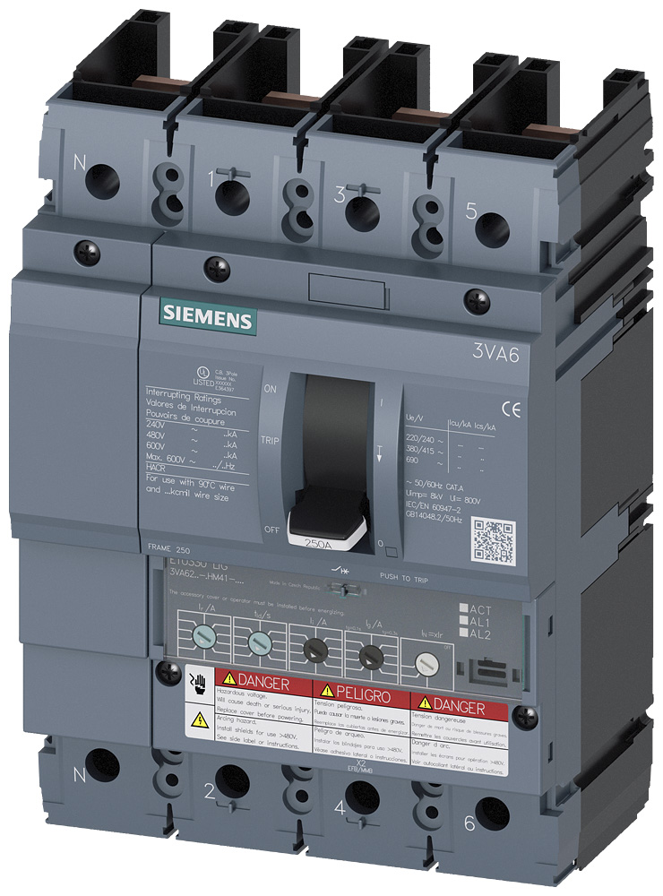 3VA6210-6HM41-2AA0 - BRKR 3VA62 4P 100A 65KA ETU3-LIG 100