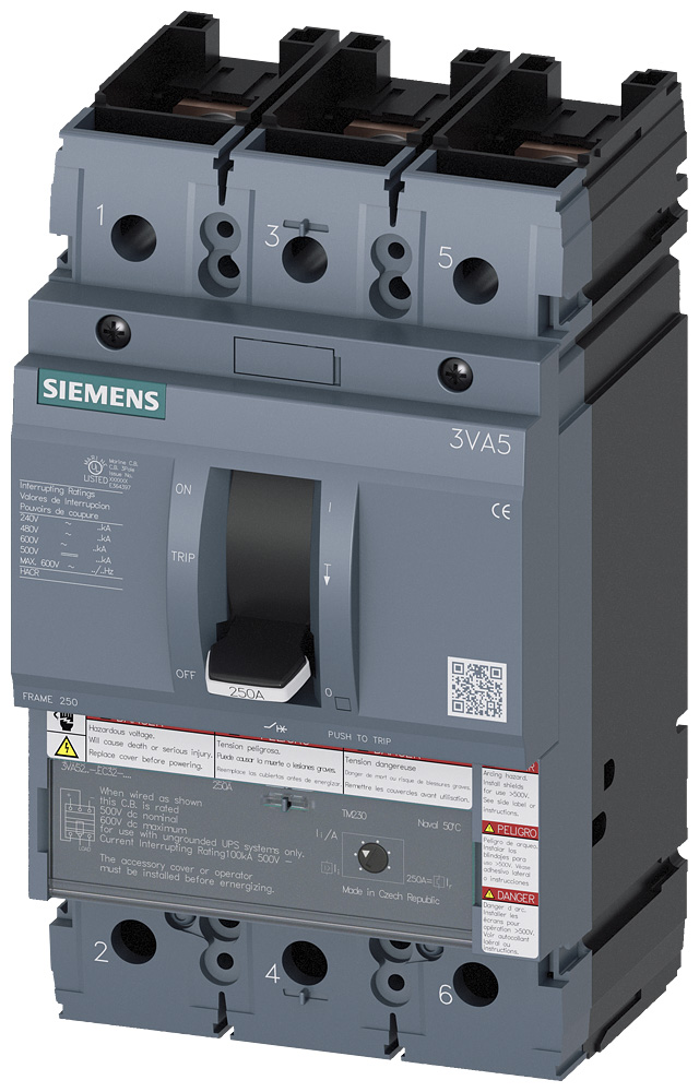 3VA5210-5EC32-1AA0 - BRKR 3VA52 3P 100A 35KA FTAM NAV NUT