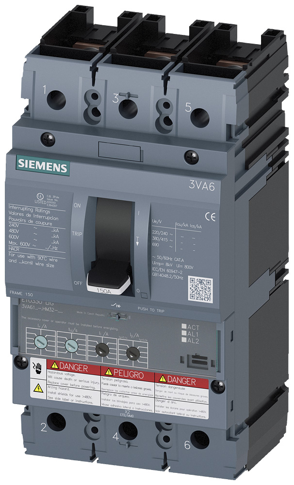 3VA6140-6HM32-2AA0 - BRKR 3VA61 3P 40A 65KA ETU3-LIG 100 NUT