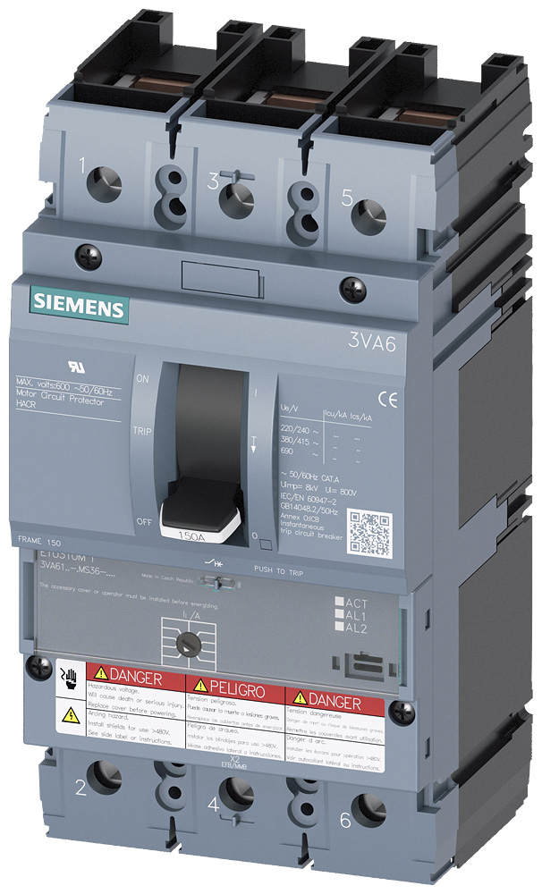 3VA6170-1MS36-0AA0 - BRKR 3VA61 3P 70A  100KA MCP LI AL