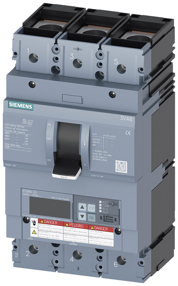 3VA6340-7KP36-0AA0 - BRKR 3VA63 3P 400A  100KA ETU8-LSI AL