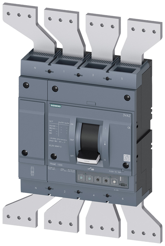 3VA2612-7HM42-0AA0 - BRKR 3VA26 4P 1250A 110KA ETU3-LIG NUT