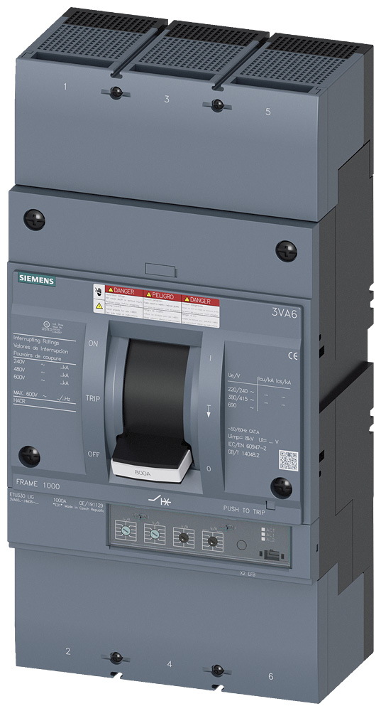 3VA6580-5HM36-0AA0 - BRKR 3VA65 3P 800A 35KA ETU3-LIG LUG