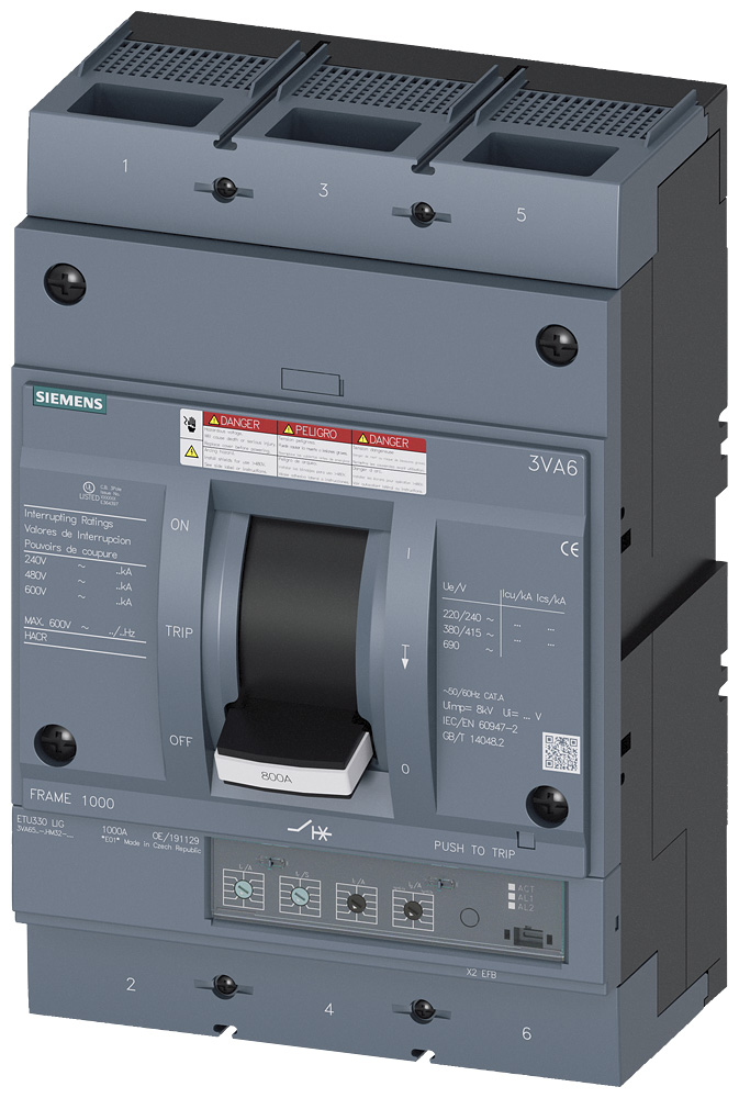 3VA6580-5HM32-0AA0 - BRKR 3VA65 3P 800A 35KA ETU3-LIG NUT