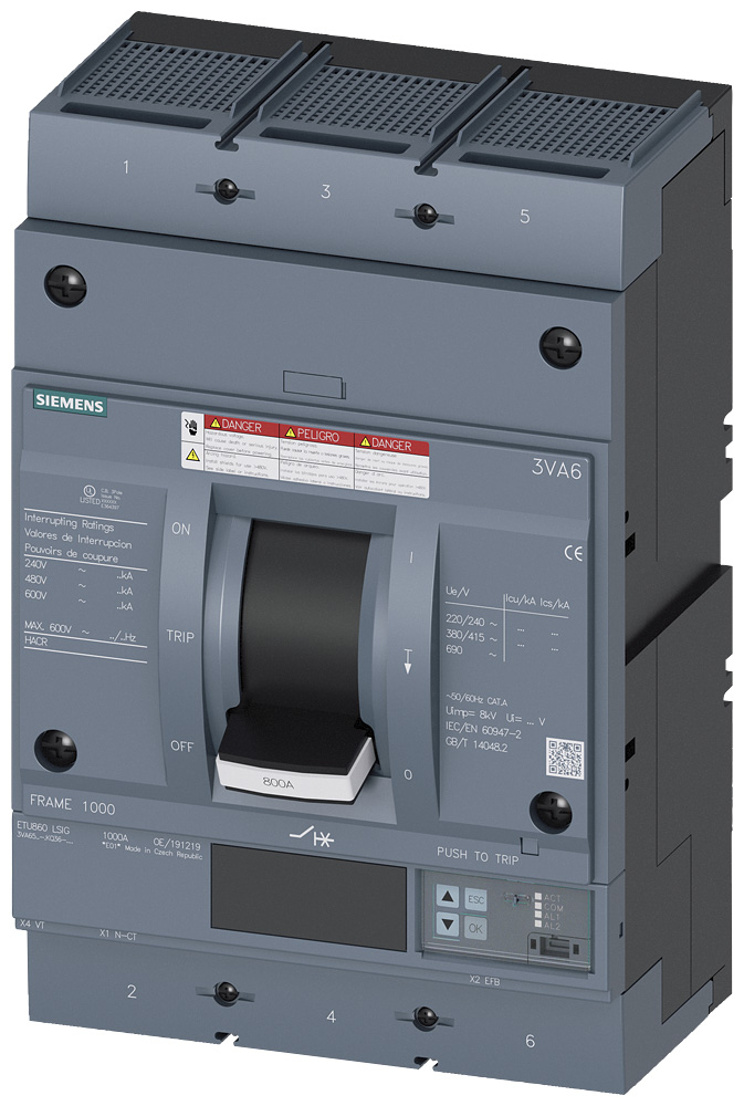 3VA6560-5KQ36-0AA0 - BRKR 3VA65 3P 600A 35KA ETU8-LSIG LUG