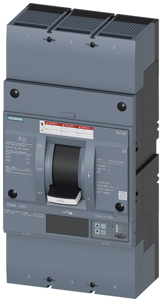 3VA6580-6KT36-0AA0 - BRKR 3VA65 3P 800A 65KA ETU8-LSIA LUG