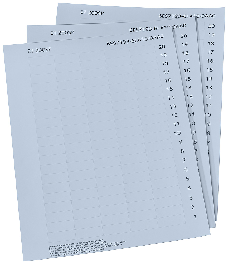 6ES71936LA100AA0 - 1000 LABELING STRIPES A4, LIGHT GREY